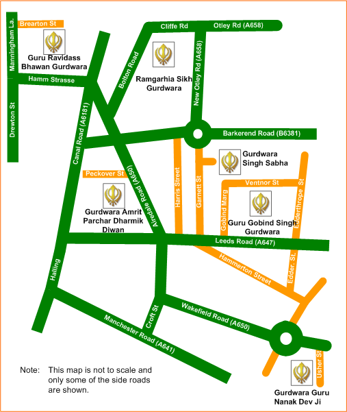 Directions to all the Gurdwara in Bradford